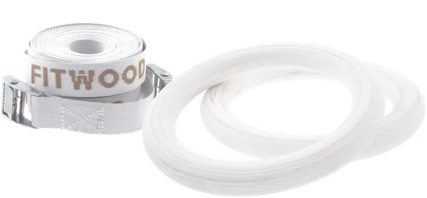 FitWood ULPU MINI Turnringe 28mm - Weiße Oberfläche / Weißer Gurt